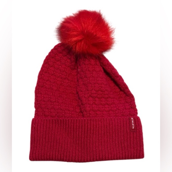 Athleta Vibrant Red Beanie with Pom - Picture 2 of 2